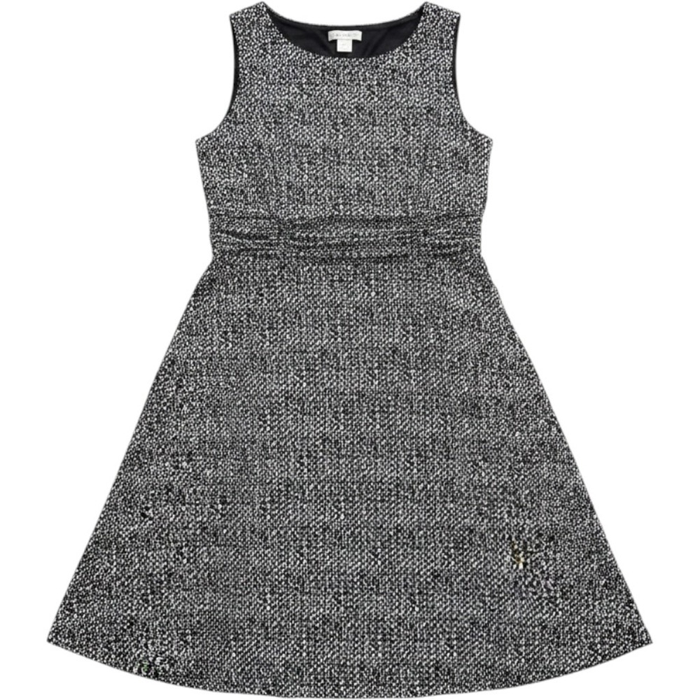 Women Dress‎ Size 18 Plus Black White Abstract Dot Aline Boho Detailed Waist